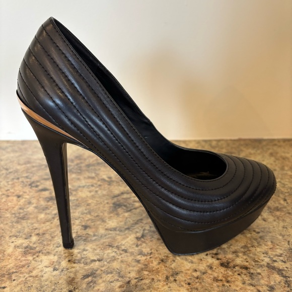 Aldo Black Quilted Platform Stiletto Heels - Picture 2 of 9